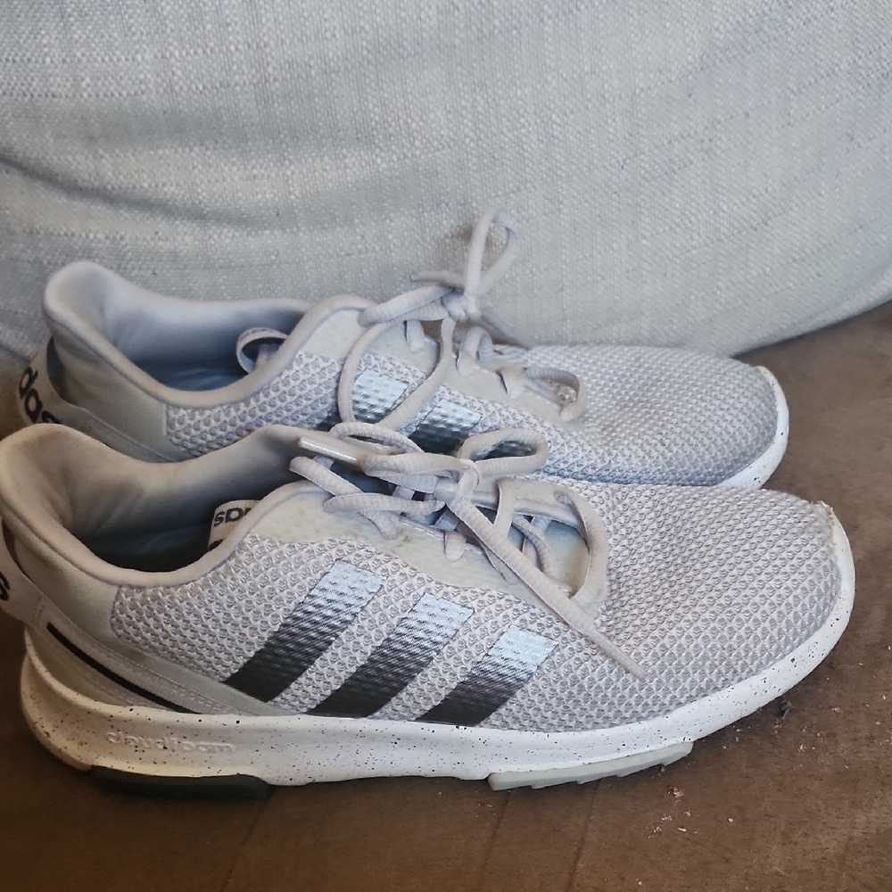 Adidas Light Gray and White Running Shoes